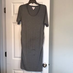 Gray T-shirt maternity dress